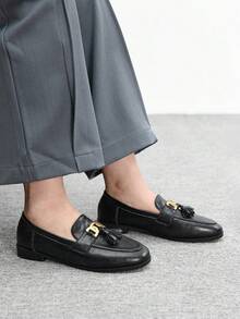 CUCCOO BIZCHIC 女士休闲流苏乐福鞋，适合日常通勤和休闲穿着 - 黑色 - 查看 3