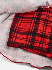 SHEIN Tween Girl Casual Minimalist Comfortable Mid-Waist Ruffle Plaid Mini Skirt - Red - View 4