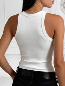 EMERY ROSE Áo tank top nữ cổ tròn, dây bản rộng, thời trang, họa tiết kim cương nhiều màu sắc. - trắng - Xem 3