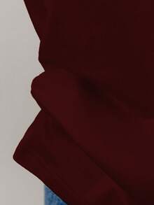 Resyla 刺绣撞色领修身T恤，送朋友的礼物 - 酒紅色 - 查看 3