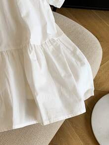 Resyla 女士优雅荷叶边蝴蝶结泡泡袖可爱衬衫 - 白色 - 查看 6