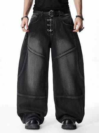 Street Life Herren Jeans mit Flügel-Muster und Destroyed-Look, gerade Passform