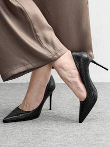 CUCCOO BIZCHIC New Versatile Pointed Toe High Heels For Women Valentine's Day - Graphite Black - View 5