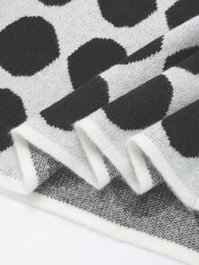 Franclia Elegant Geometric Polka Dot & Striped Long A-Line Knit Skirt, Casual & Versatile For Commuting, Autumn/Winter - Multicolor - View 8