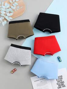 Snug Zone 5pcs/Pack Tween Boys' Football Print Elastic Waist Casual Underwear - Multicolor - View 2