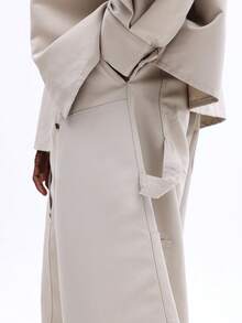 SUMWON Relaxed Fit Carpenter Pants With Self Fabric Belt Multiple Pockets Work Utility Trousers Clean Waist Design Casual Workwear Style - Khaki - View 6