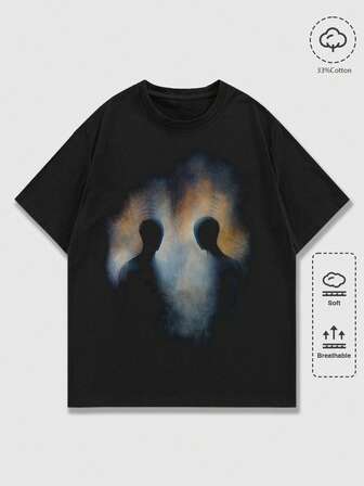 Academia Men's Fashionable Figure Print Round Neck Short Sleeve T-Shirt, Summer