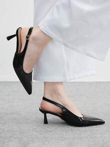 CUCCOO BIZCHIC 女士尖头搭扣设计休闲舒适高跟鞋，适合日常穿着 - 黑色 - 查看 5