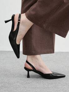 CUCCOO BIZCHIC Zapatos de tacón de punta elegantes para mujeres para ir al trabajo - Negro - Ver 3