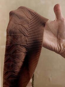 Manfinity Homme 男士撞色短袖单排扣休闲针织上衣 - 咖啡棕 - 查看 5