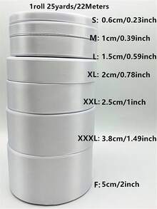 1卷缎带，适用于手工蝴蝶结制作、婚礼装饰、礼品包装、DIY工艺品、花艺布置、派对用品，多种颜色和宽度可选。