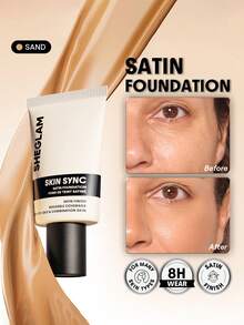 SHEGLAM Skin Sync Satin Foundation-Sand Brand Beauty Makeup Face Paint Cosmetic For Women Girls Perfect For Winter Spring Ideal For Y2K Fancy Fashion Suitable For Birthday Gift Party Ready Best Color - Sand - View 1