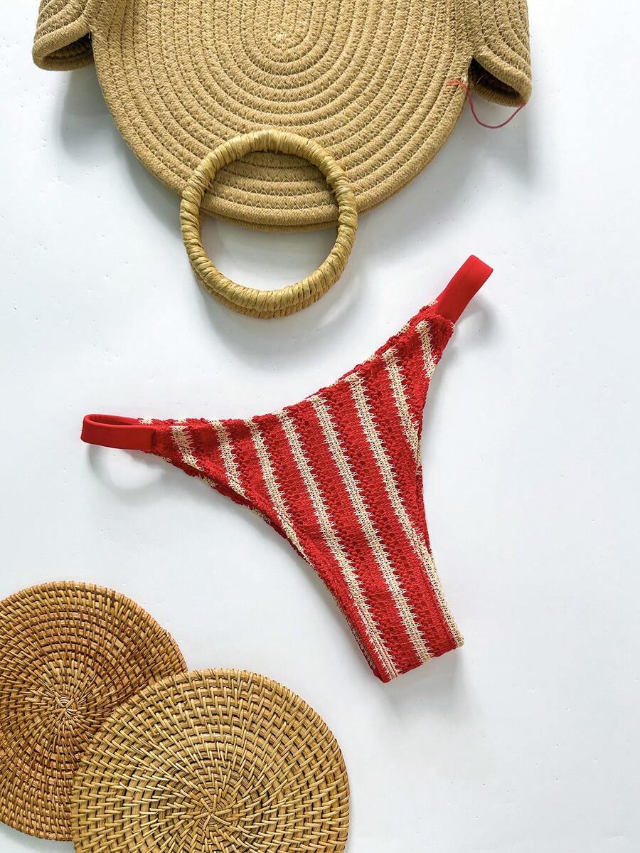 Swim Vcay Women's Summer Beach Striped Sexy Bikini Bottom - Multicolor - View 1