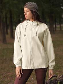 In My Nature Women's Solid Color Hooded Casual Jacket - White - View 1