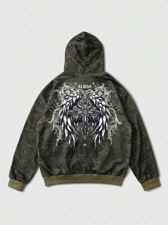 Sweat-shirt à capuche décontracté pour hommes avec motif croix