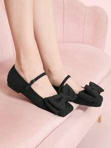 CUCCOO DOLLMOD Bailarinas estilo Mary Jane con lazo retro francés para mujer, otoño - Gris Oscuro - Ver 4