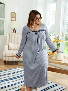 Lazeform 大码简约方领休闲毛绒睡袍，适合秋冬季节，舒适保暖。 - 灰色 - 查看 6