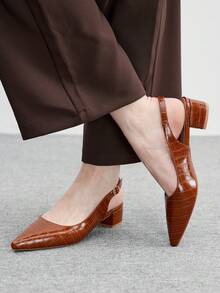 CUCCOO BIZCHIC 女士时尚百搭尖头高跟凉鞋 - 棕色 - 查看 5
