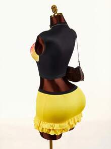 Amplova 2026 New Casual Rhinestone Embellished Floral Print High Neck Top And Low Waist Bodycon Skirt Set For Women - Multicolor - View 4