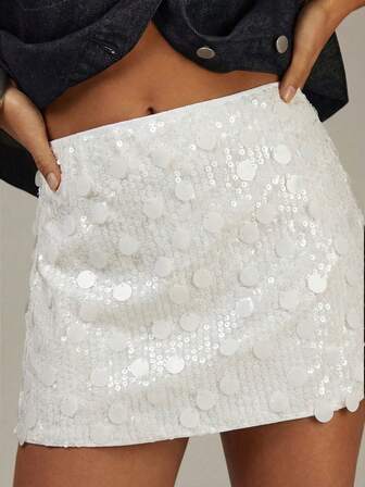 Athîral 女士纯色亮片时尚迷你裙，夏季