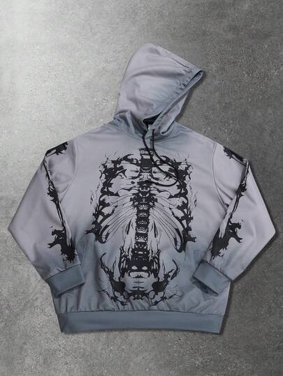 Street Life Sweat-shirt-shirt confortable pour hommes avec imprimé crâne, automne/hiver