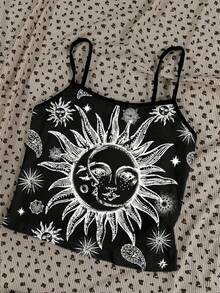 Attitoon Women's Casual Sun Pattern Sexy Camisole Bodysuit Spring - Multicolor - View 4