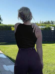 Jeta Ari Áo hai dây Gân đan màu trơn Cơ bản - màu đen - Xem 2