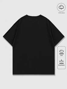 ROMWE MEN Academia 男士时尚印花圆领短袖T恤，夏季