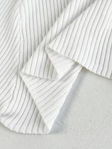 Comfortcana Plus Size White Minimalist Long Sleeve Ribbed Casual Cardigan - White - View 5