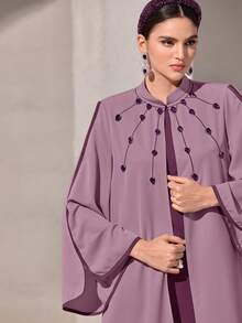 Al Najma Women's Colorblock Minimalist Everyday Arabic Style Dress - Mauve Purple - View 1