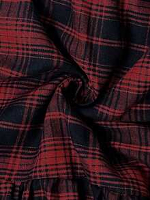 SHEIN EZwear Chân váy kẻ caro vạt lệch cho nữ cỡ lớn, thích hợp cho đầu thu. - Đỏ - Xem 7