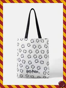 HARRY POTTER X SHEIN 一款时尚卡通可爱刺绣帆布包 - 白色B - 查看 2