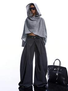 LYSMO SELECTION 2025 新款简约灰色女式外套，圣诞节必备，舒适的秋冬服装 - 灰色 - 查看 4