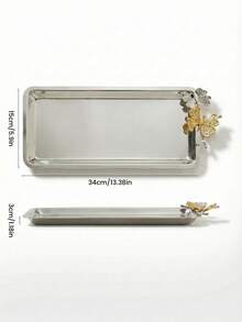 Cirelle Stainless Steel Serving Tray With Butterfly Design – Elegant Presentation Tray For Coffee Time, Afternoon Tea & Treats - Multicolor - View 3