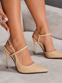 CUCCOO SZL Women's Apricot Color Slip-On Fashion High Heel Pumps With Buckle Decor For Christmas Spring Shoes - Apricot - View 4
