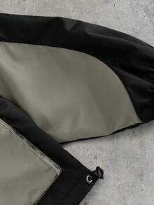 AXEPEAK Áo khoác dài tay có mũ trùm đầu, phối màu tương phản dành cho nam. - màu đen - Xem 6