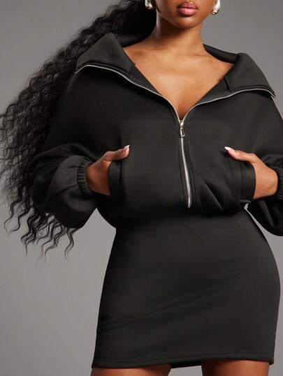 NYA SZN Dress Jacket Outwear Long Sleeve Silver Hardware Crop Pocket Detail Skirt Mini Length Fitted Bodycon Black Festive Winter Holiday Festival Casual Event Party Carnival Outfits For Women