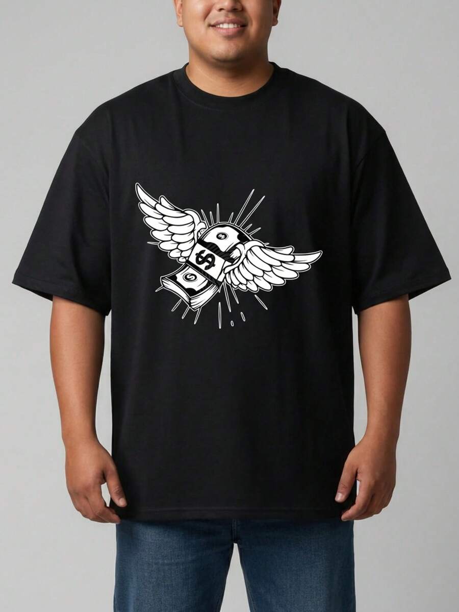 Hombre camiseta urbana oversize estampado gráfico moderno tejido suave corte holgado cuello redondo manga corta primavera verano uso diario - Negro - Ver 1