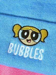 THE POWERPUFF GIRLS X SHEIN 1pc Knitted Beanie Hat With Cartoon Embroidery Pattern, Fashionable Street Riding Gift Choice - A - View 3