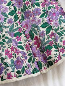 Soleia Vintage Palace Style Colorful Floral Jacquard Print Tube Top With Button And Tie Back Design, Suitable For Vacation Summer Spring Valentine's Day Casual Vacation  Beach Wedding Birthday Going Out Elegant Casual Vacation - Multicolor - View 6