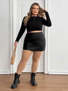 SHEIN CURVE+ Quần legging co giãn cao cấp cho nữ cỡ lớn, mặc hàng ngày - Màu be - Xem 7