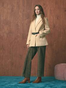 Rosivie 女士时尚百搭尖头高跟踝靴 - 卡其色 - 查看 11