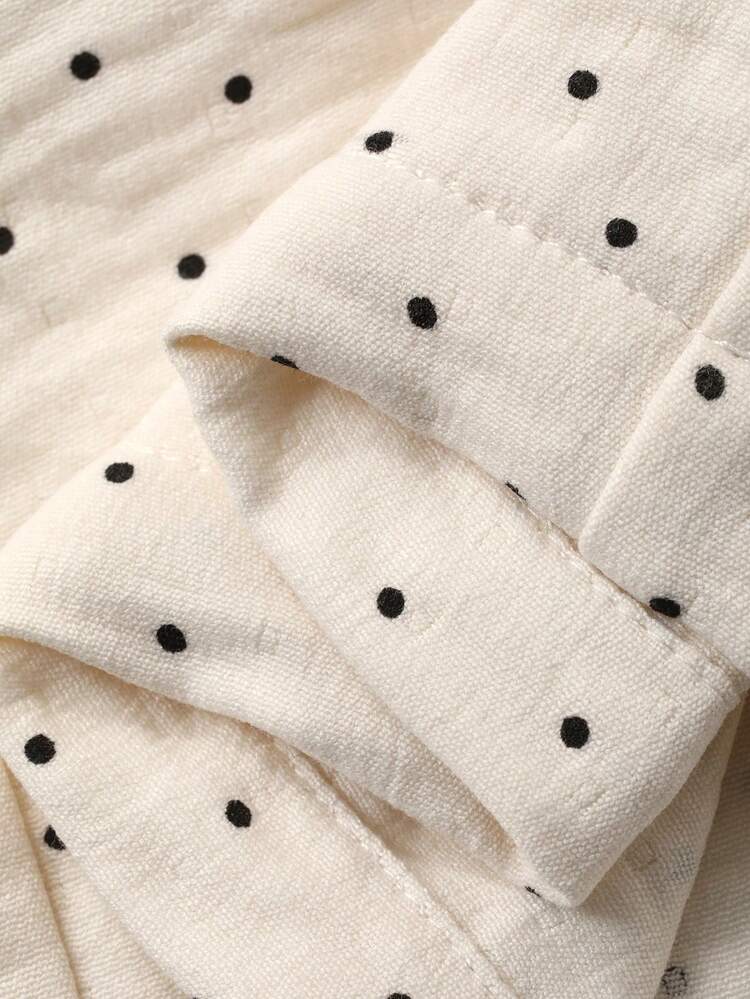Cute Polka Dot Peter Pan Collar Women Pajama Set