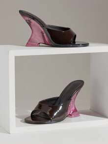 SHUZIA Women's Elegant Chic Casual Slip-On Wedge Sandals - Chocolate Brown - View 5