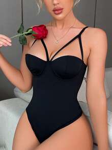 女士纯色休闲吊带连体衣