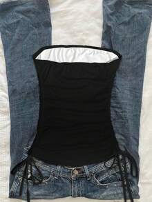 SHEIN EZwear 女士休闲派对五芒星亮片抽绳系带露脐上衣 - 彩色 - 查看 2