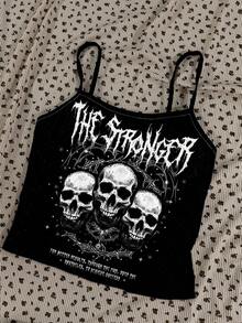 Attitoon 3pcs Women's Fashionable Street Punk Goth Style Fitted Camisole Tank Top, Suitable For Summer Spring - Multicolor - View 4