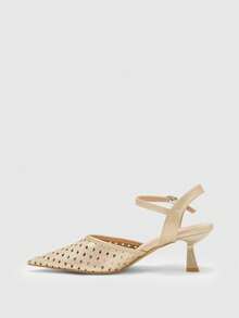 CUCCOO SZL Sapatos femininos de salto alto com bico fino e design vazado, versáteis para uso diário e ocasiões festivas. - Ouro - Ver 10
