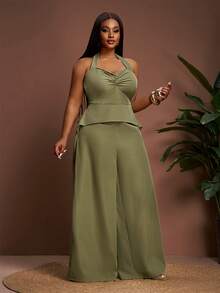 Slaydiva 2026 Spring/Summer New Music Festival, Easter, St. Patrick's Day, Western, Nomadic, Birthday Party, Graduation, College Style, Student, Daily Wear, Basic Versatile, Casual, Vacation, Cruise Travel, Beach, Sunbathing, Viral , Streetwear, Wedding Guest Boho, Commute, Brunch, Airport, Party & Holiday Women's Sleeveless Summer New Fashion Jumpsuit - Green - Green - View 5