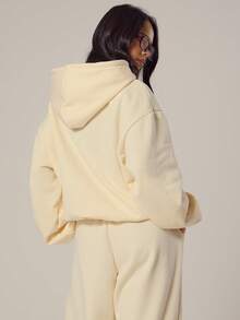 MUSERA Graphic Oversized Hoodie Sweatshirt Spring, Girly, Day Outfits, Cute, Casual Sweet Pea Spring - Light Yellow - View 3